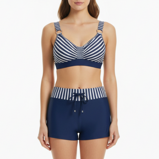 Camryn | Women’s Elastic Waistband Two-Piece Swimsuit Set with Shorts
