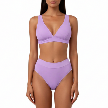 Reese | Women’s Ribbed Wide Strap High-Waisted Two-Piece Bikini Set