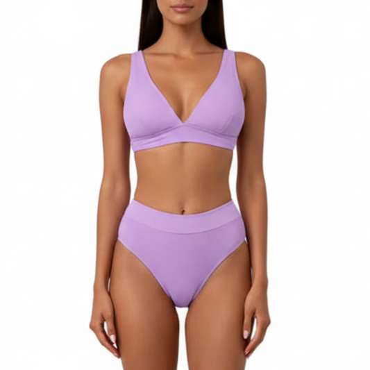 Reese | Women’s Ribbed Wide Strap High-Waisted Two-Piece Bikini Set
