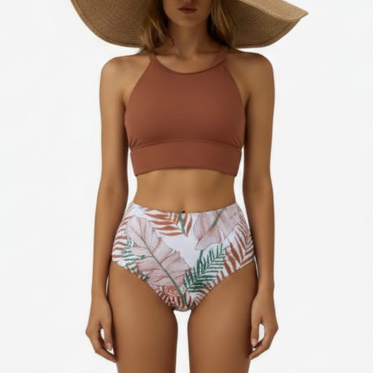 Marley | Women’s Floral Print High-Waisted Two-Piece Bikini Set