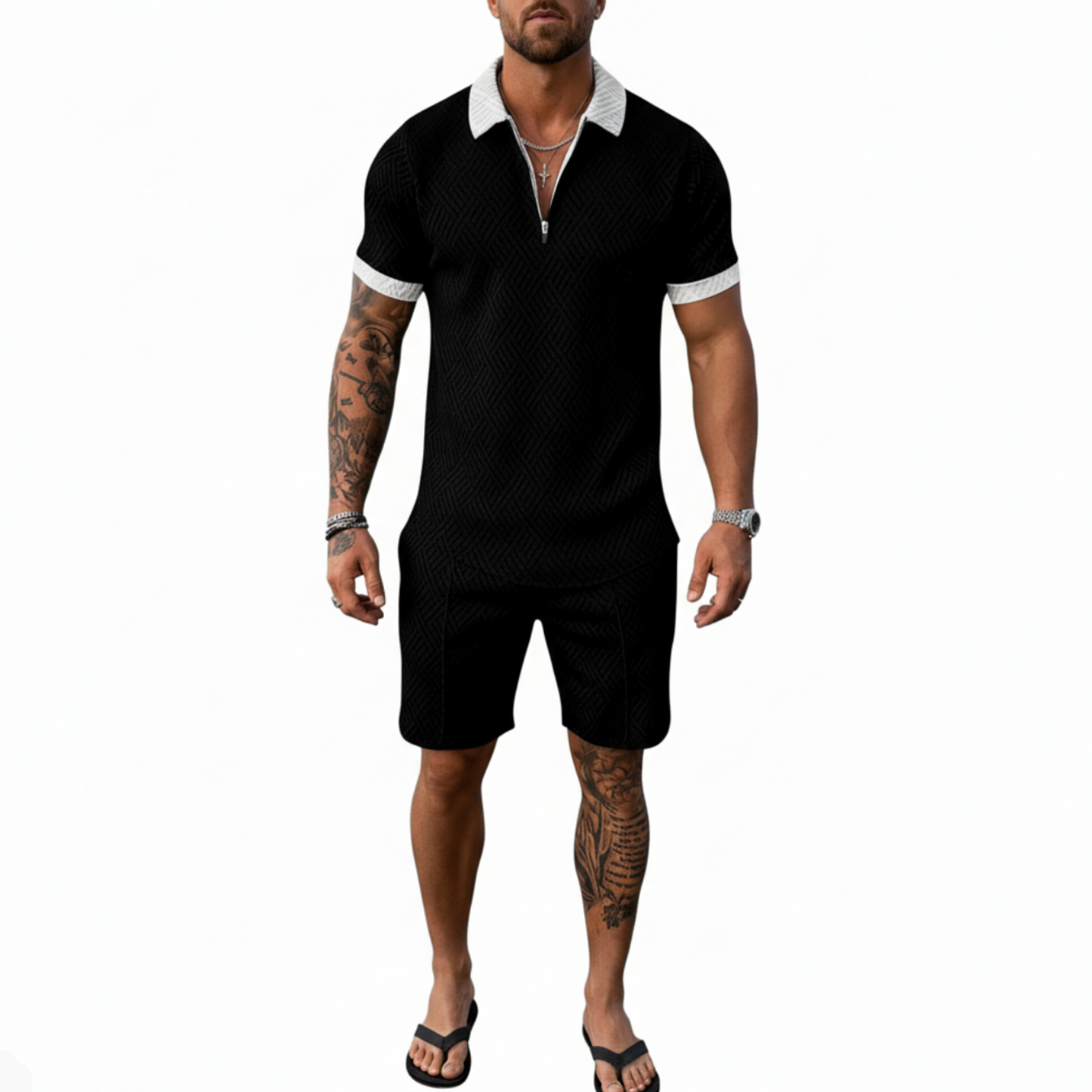 Nash | Men’s Two-Piece Summer Set with Zippered Shirt