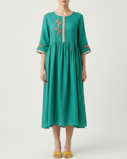 Zaylani | Women’s Summer Embroidered Ethnic Midi Dress