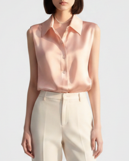 Brynn | Women’s Sophisticated Sleeveless Satin Blouse