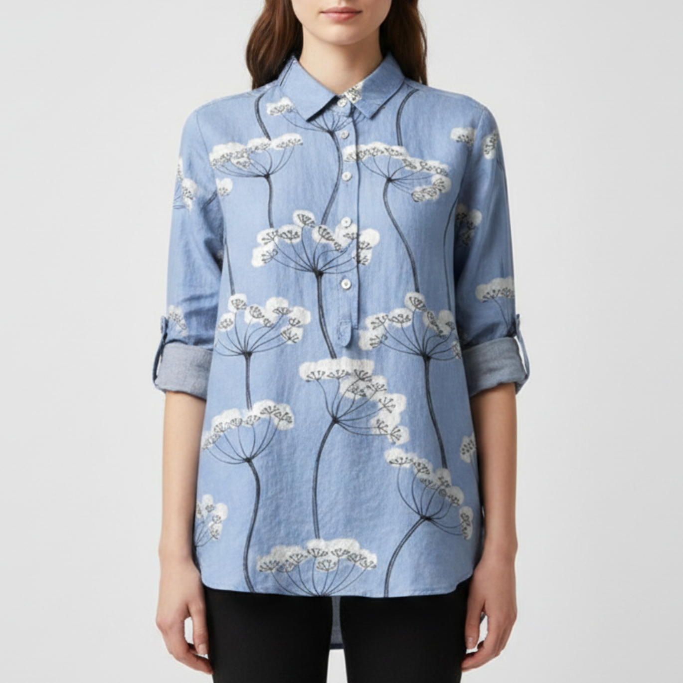 Kinsley | Women’s Artistic Print Button Up Blouse