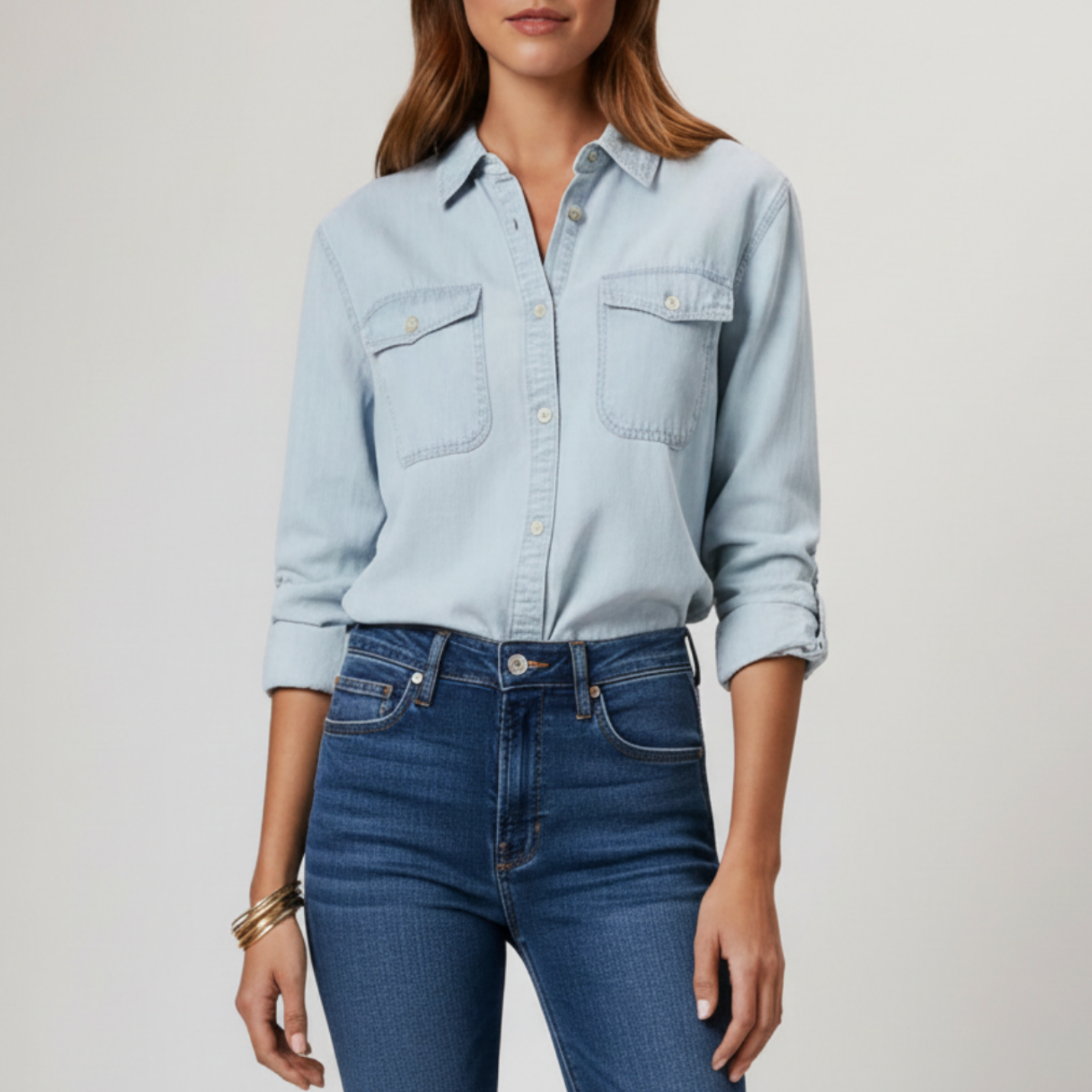 Brenda | Women’s Classic Button Front Denim Shirt