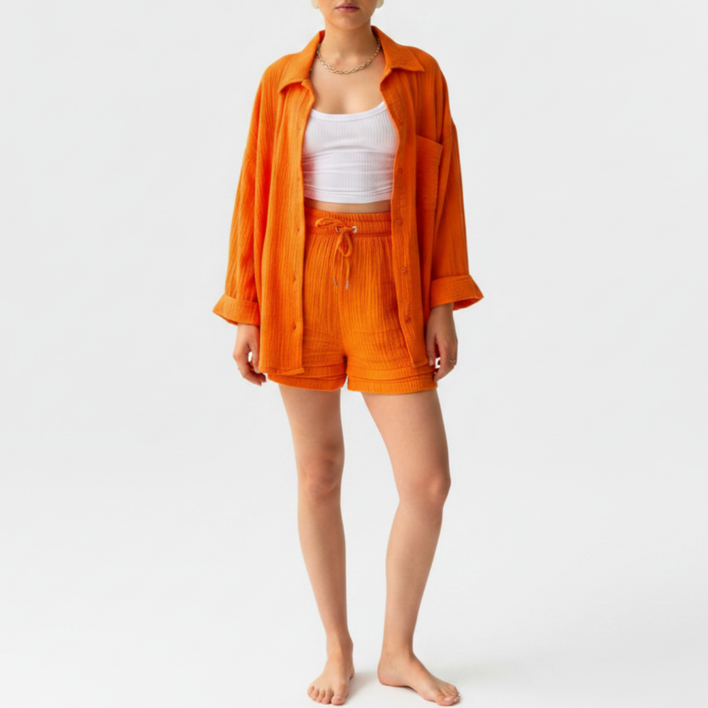 Primrose | Women’s Elegant Linen Shirt And Shorts Set