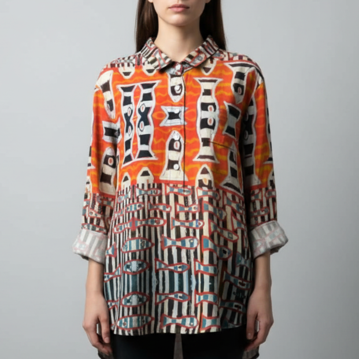 Quing | Women’s Floral Button Up Blouse