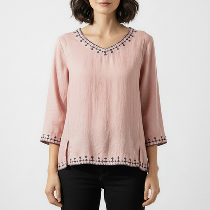 Bella | Women’s Embroidered V Neck Blouse