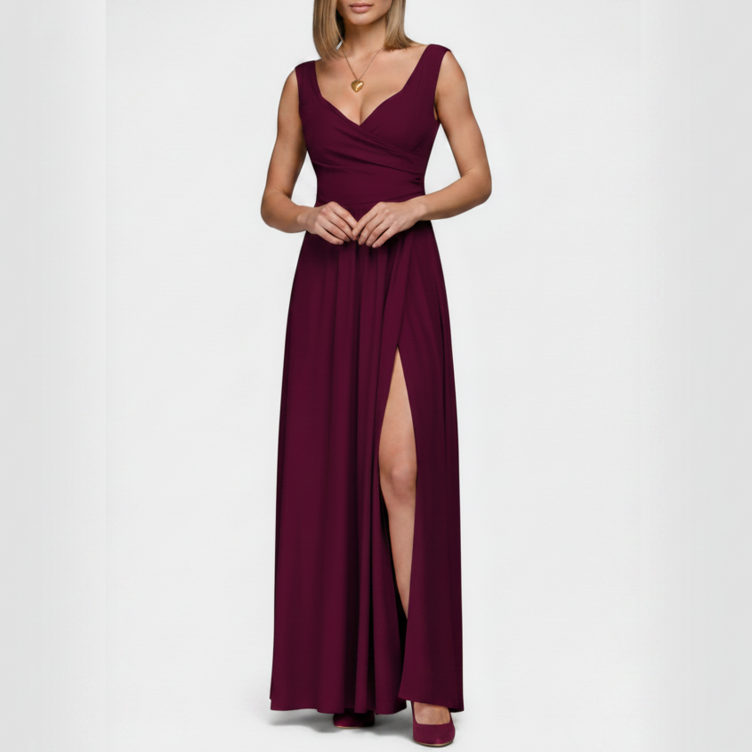 Juliette | Women’s Elegant V Neck Maxi Dress with Slit
