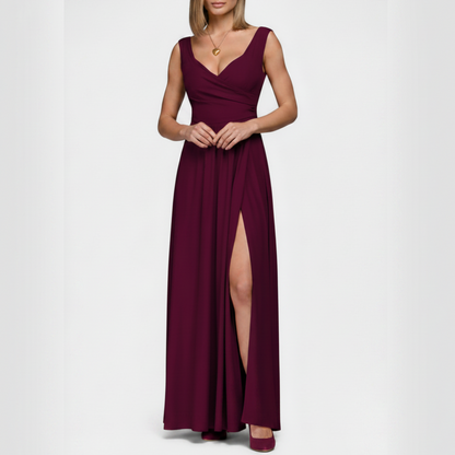 Juliette | Women’s Elegant V Neck Maxi Dress with Slit