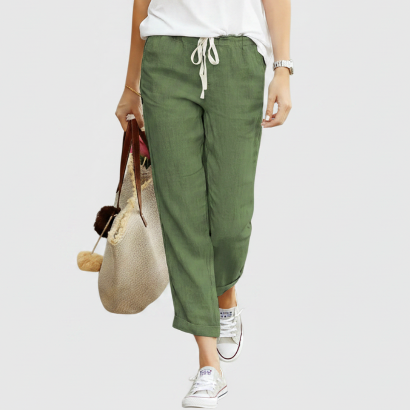 Merrin | Women’s Drawstring Cropped Linen Pants