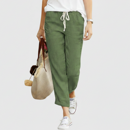 Merrin | Women’s Drawstring Cropped Linen Pants