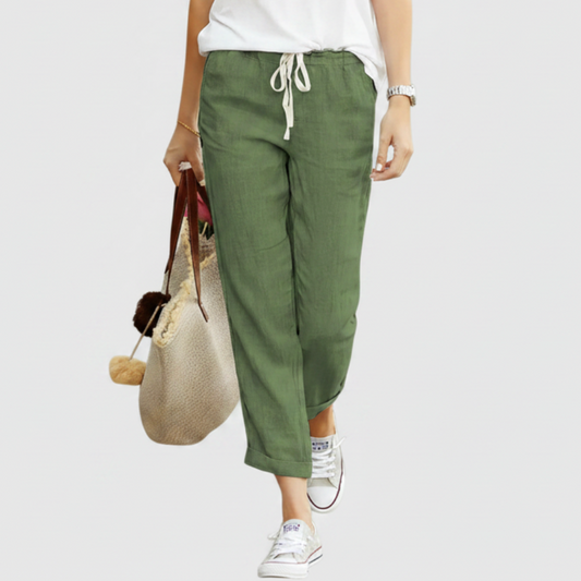 Merrin | Women’s Drawstring Cropped Linen Pants