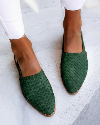Marivelle | Women’s Woven Pointed Toe Flat Loafers