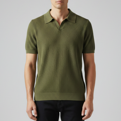 Vincent | Men’s Textured Short Sleeve Classic Polo Shirt