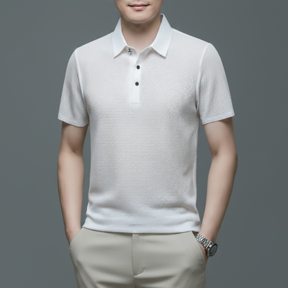 Vinz | Men’s Textured Short Sleeve Button Polo Shirt