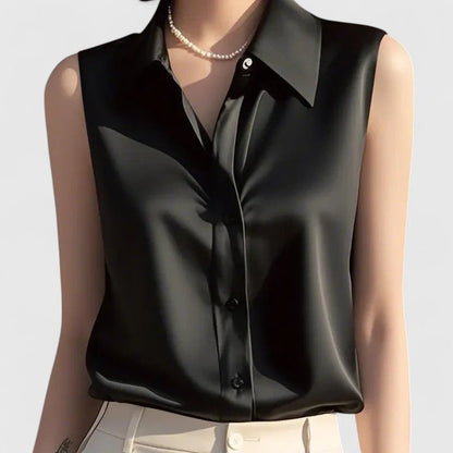 Brynn | Women’s Sophisticated Sleeveless Satin Blouse