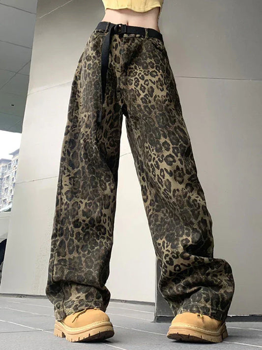 Vesper | Women’s Wide-Leg Leopard Print Jeans
