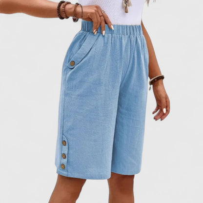 Macy | Women’s Comfortable Button Detail Shorts
