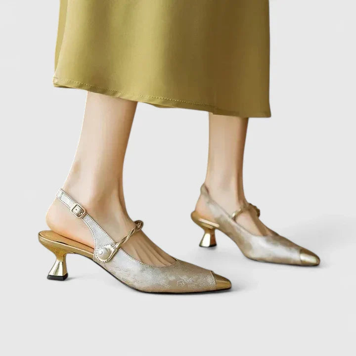 Odalyn | Women’s Elegant Pointed Toe Slingback Kitten Heels