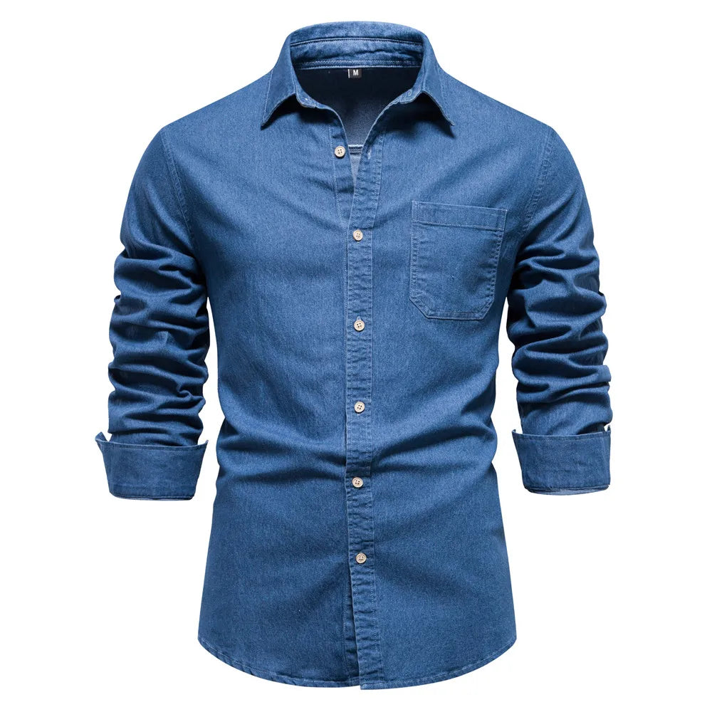 James | Men’s Light Blue Denim Button Up Shirt