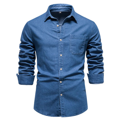 James | Men’s Light Blue Denim Button Up Shirt