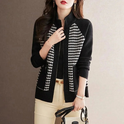 Miranda | Women’s Zip-Up Knit Jacket with Textured Panels