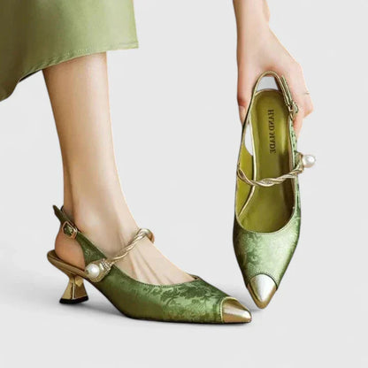Odalyn | Women’s Elegant Pointed Toe Slingback Kitten Heels