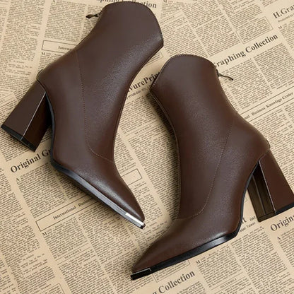 Reagan | Women’s Spring Pointed-Toe Heeled Ankle Boots
