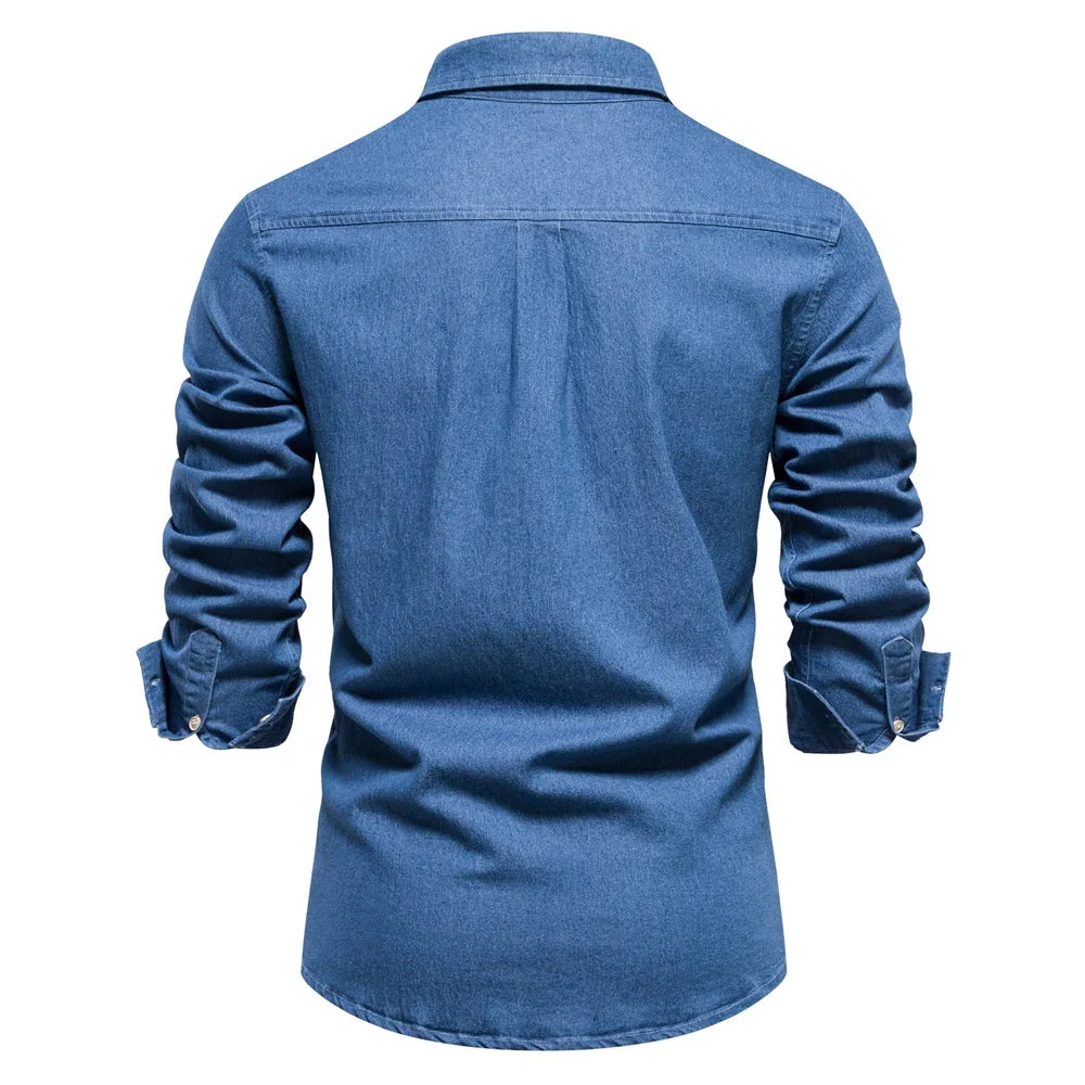 James | Men’s Light Blue Denim Button Up Shirt