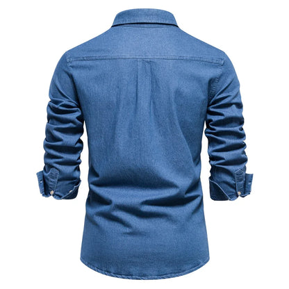 James | Men’s Light Blue Denim Button Up Shirt