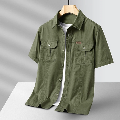 Theo | Men’s Spliced Corduroy Button-Up Top