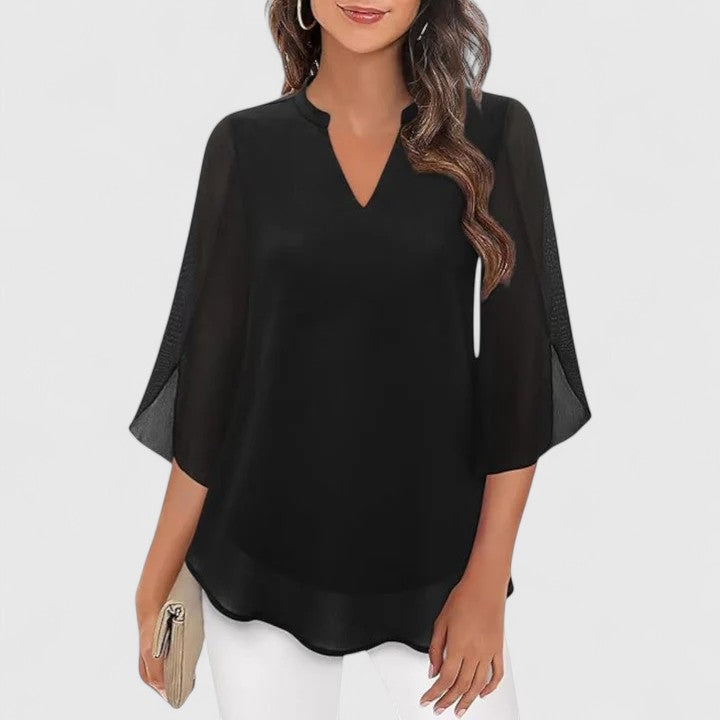Camryn | Women’s Sophisticated Chiffon V-Neck Blouse