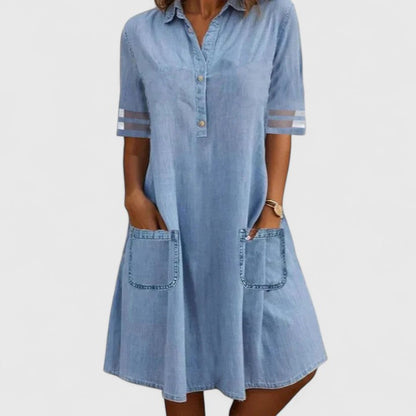 Cristelle | Women’s Figure Flattering Denim Midi Dress