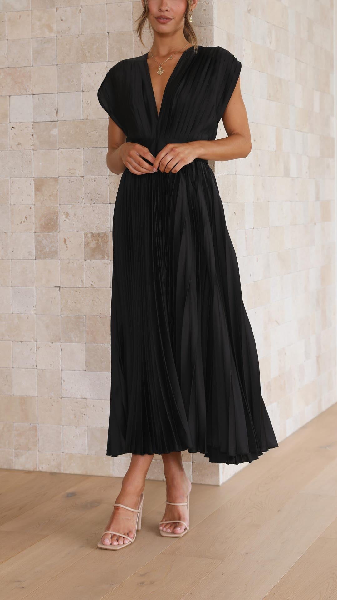 Adeline | Women’s Classic Pleated Maxi Dress