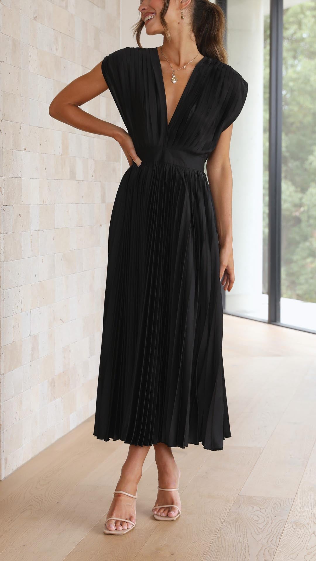 Adeline | Women’s Classic Pleated Maxi Dress