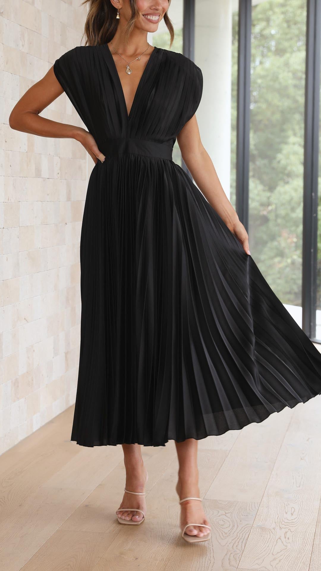 Adeline | Women’s Classic Pleated Maxi Dress