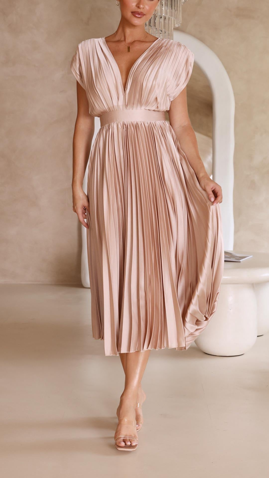 Adeline | Women’s Classic Pleated Maxi Dress