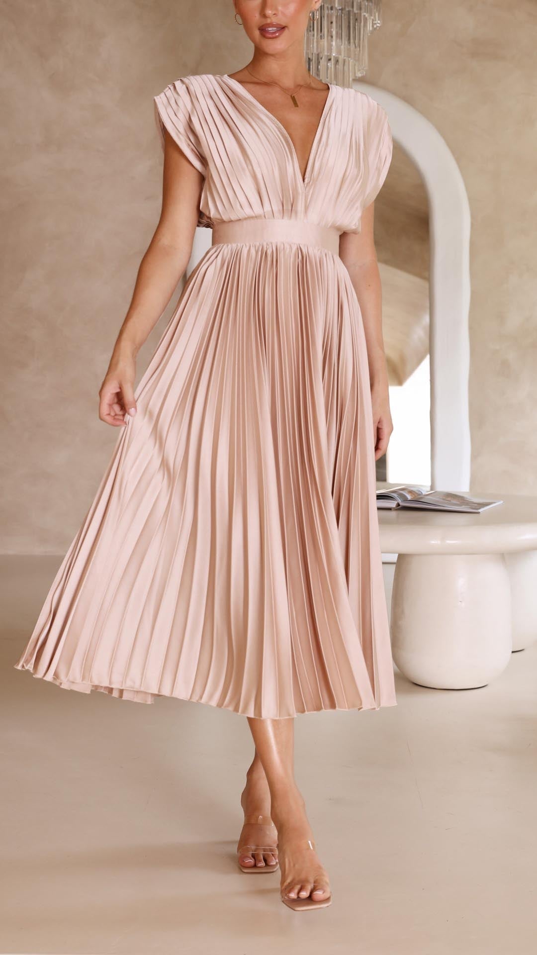 Adeline | Women’s Classic Pleated Maxi Dress