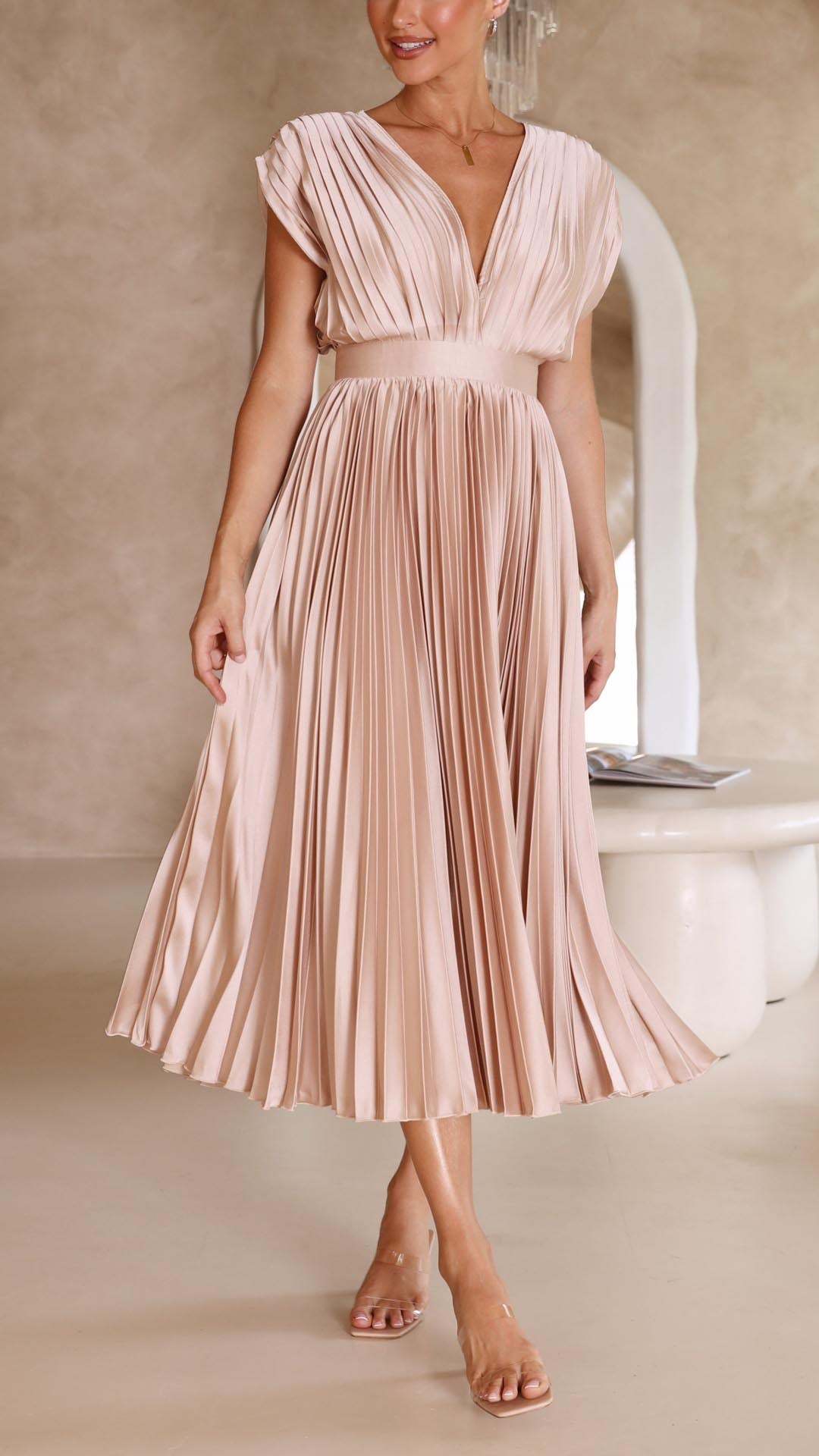 Adeline | Women’s Classic Pleated Maxi Dress