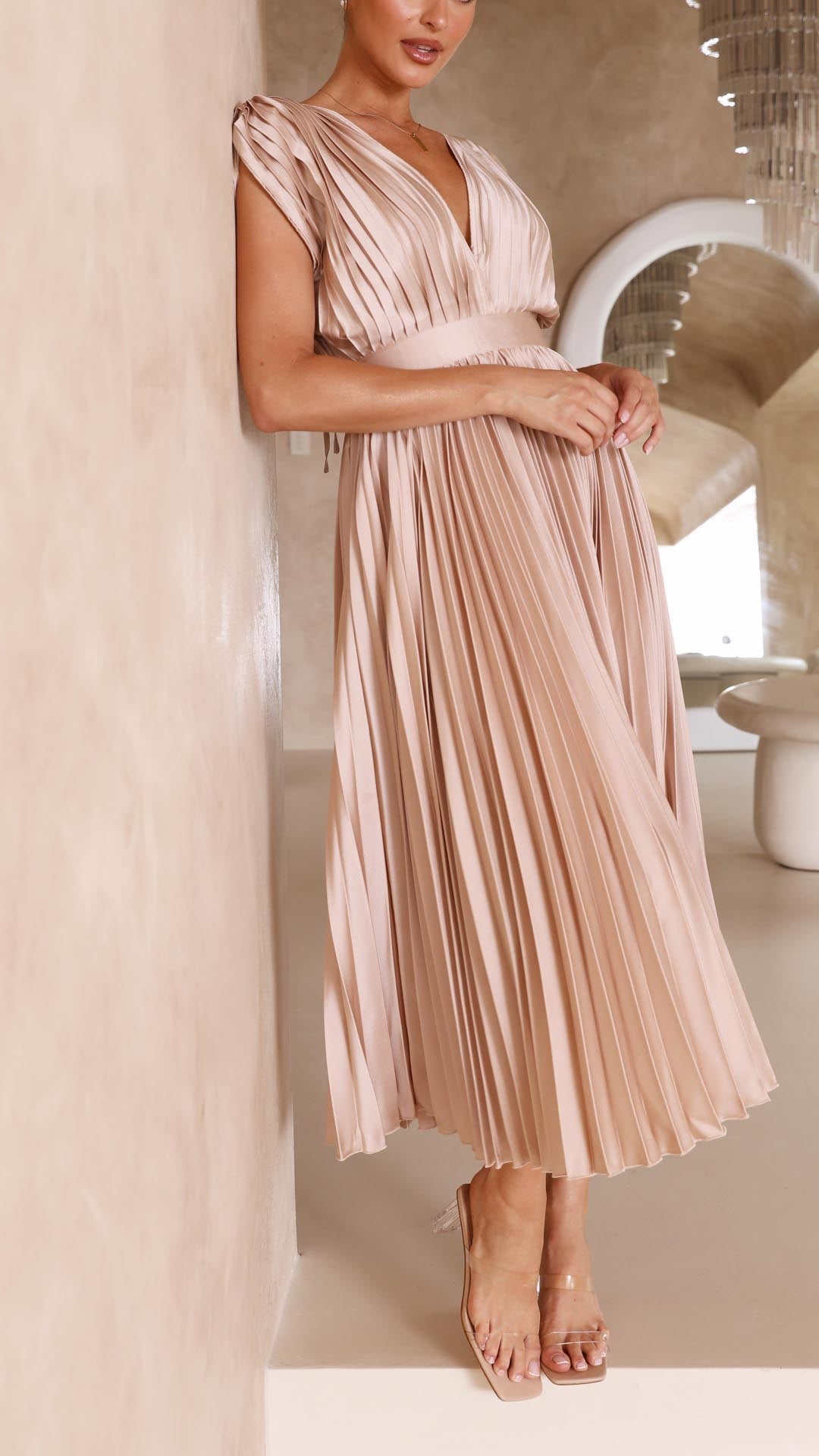 Adeline | Women’s Classic Pleated Maxi Dress
