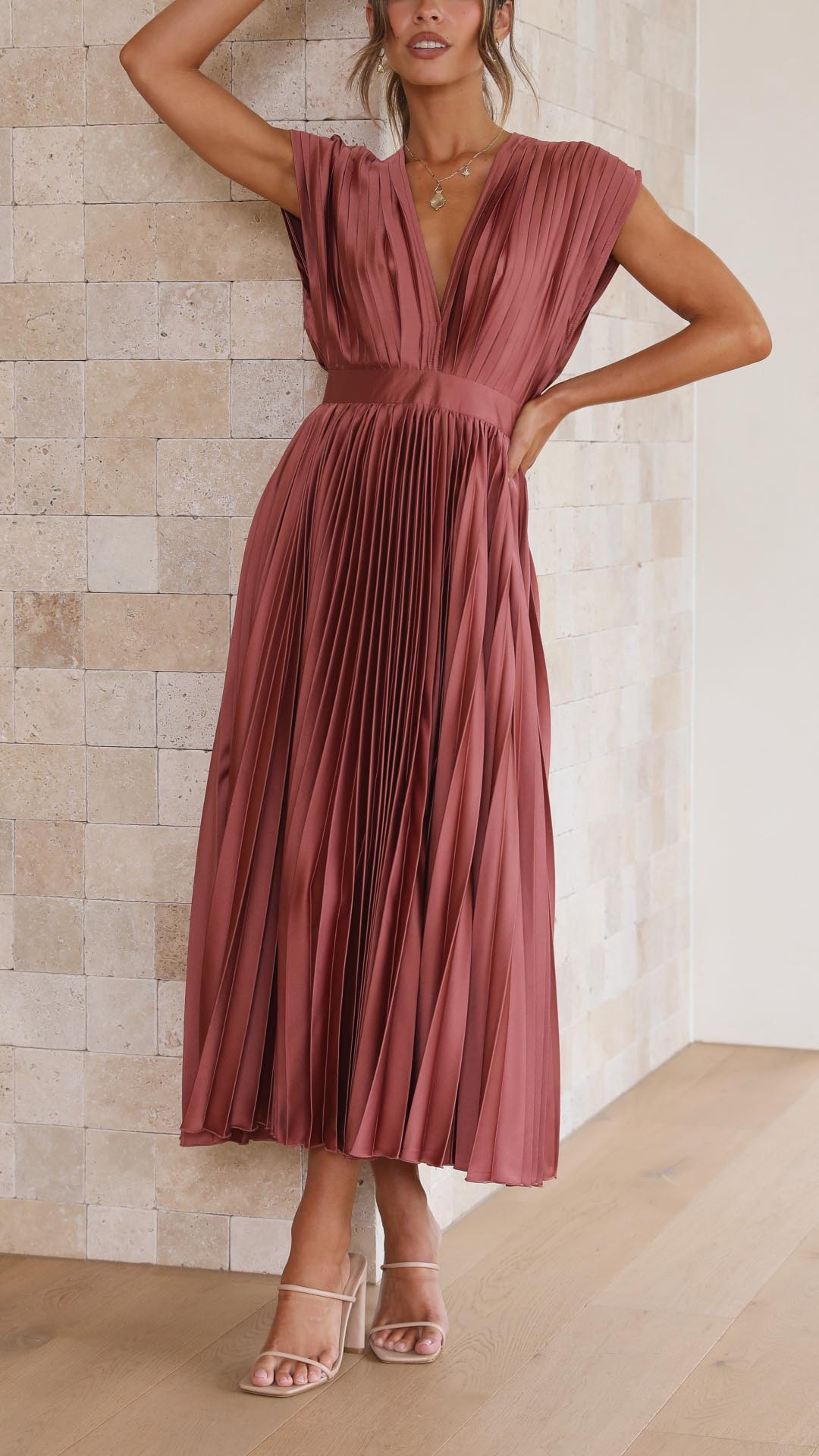 Adeline | Women’s Classic Pleated Maxi Dress