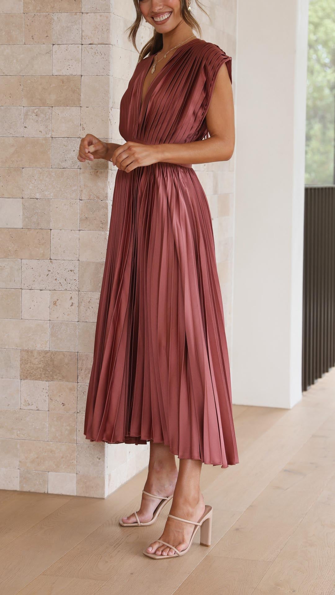 Adeline | Women’s Classic Pleated Maxi Dress