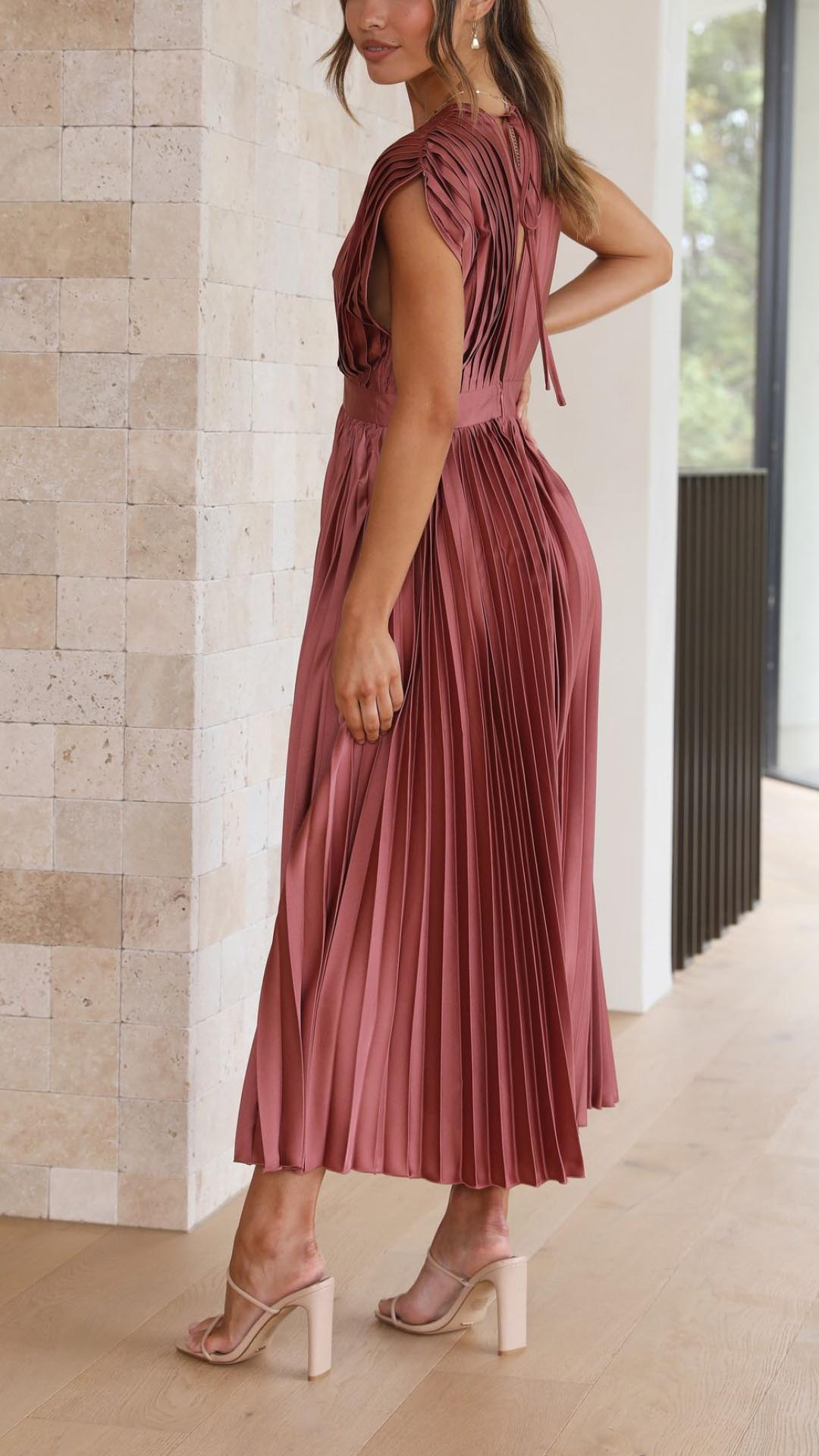 Adeline | Women’s Classic Pleated Maxi Dress