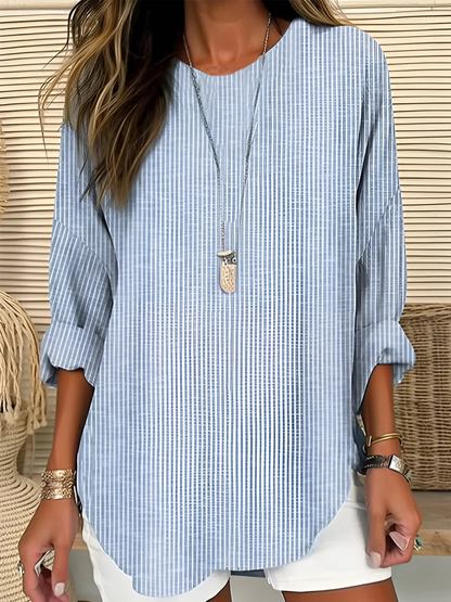 Ione | Women’s Trendy Chic Striped Lightweight Blouse