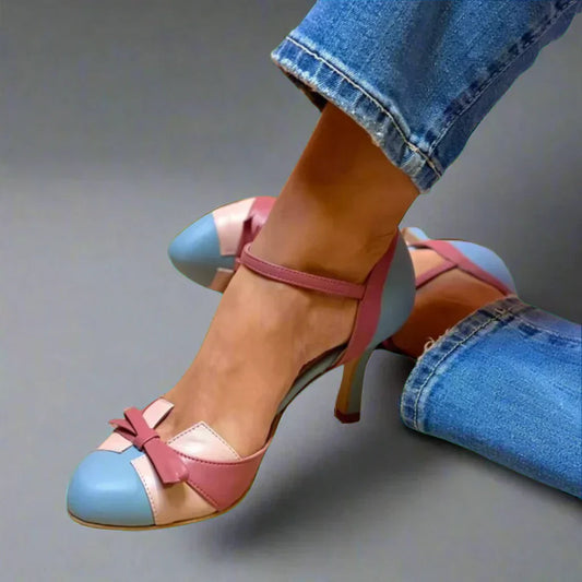 Tessa | Women’s Bow Strap Pumps with Mid Heel