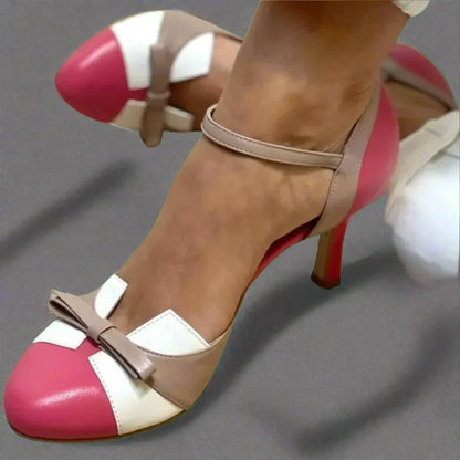 Tessa | Women’s Bow Strap Pumps with Mid Heel