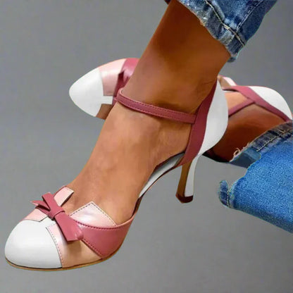 Tessa | Women’s Bow Strap Pumps with Mid Heel