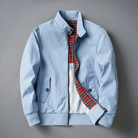 Nolan | Men’s Stand Collar Bomber Jacket with Checked Lining