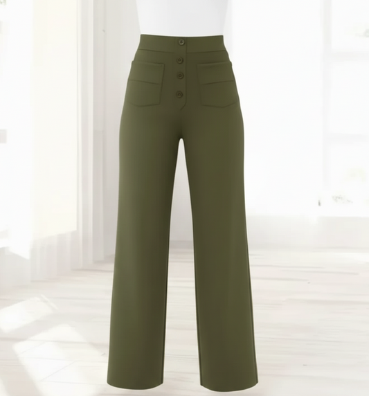 Clementine | Women’s High-Waist Wide-Leg Trousers with Front Pockets